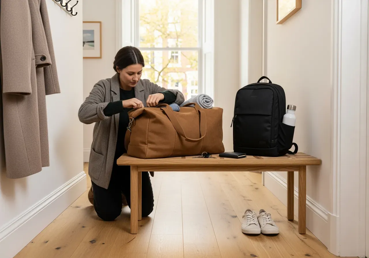 Axelväska med flera fack guide