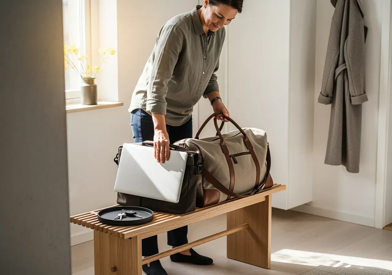 Mönstrade datorväskor i arbete