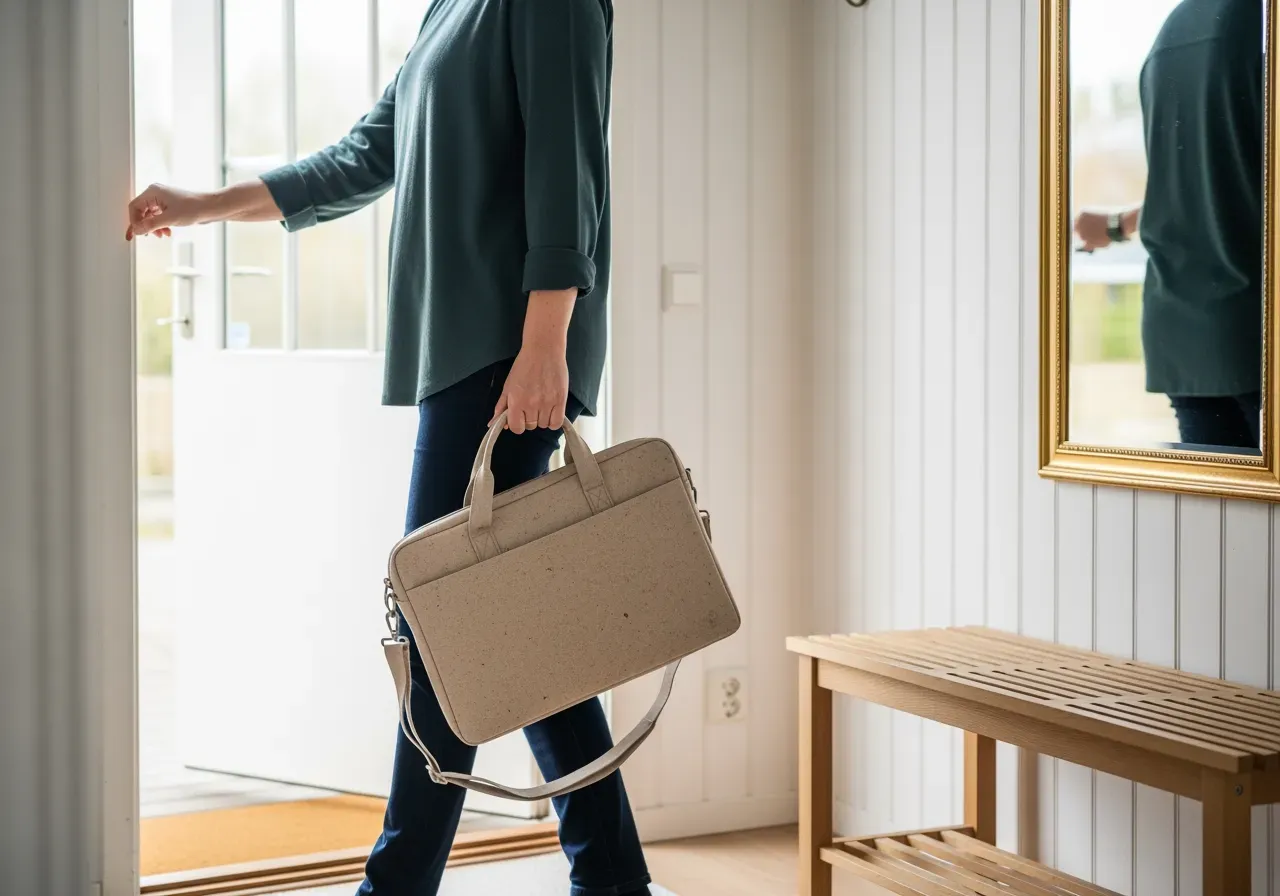 Datorväskor och portföljer på bord