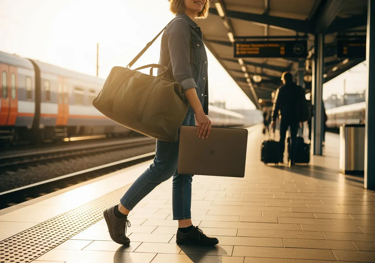 Lädernecessär med dubbel dragkedja