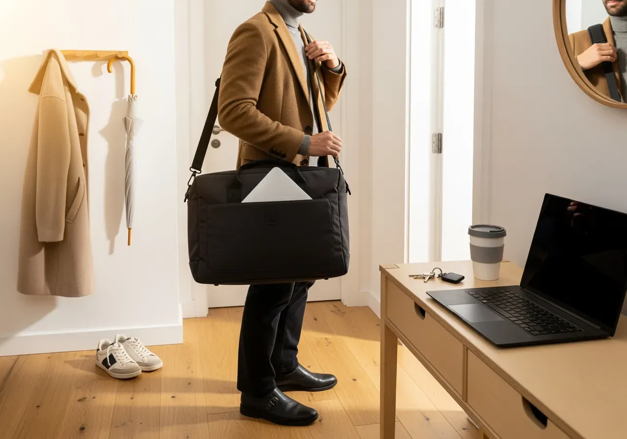 Necessär dubbel dragkedja i läder och mocka