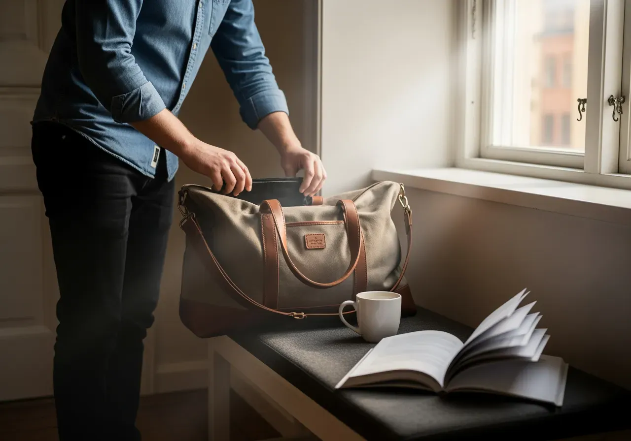 Skötsel av necessär i läder och mocka