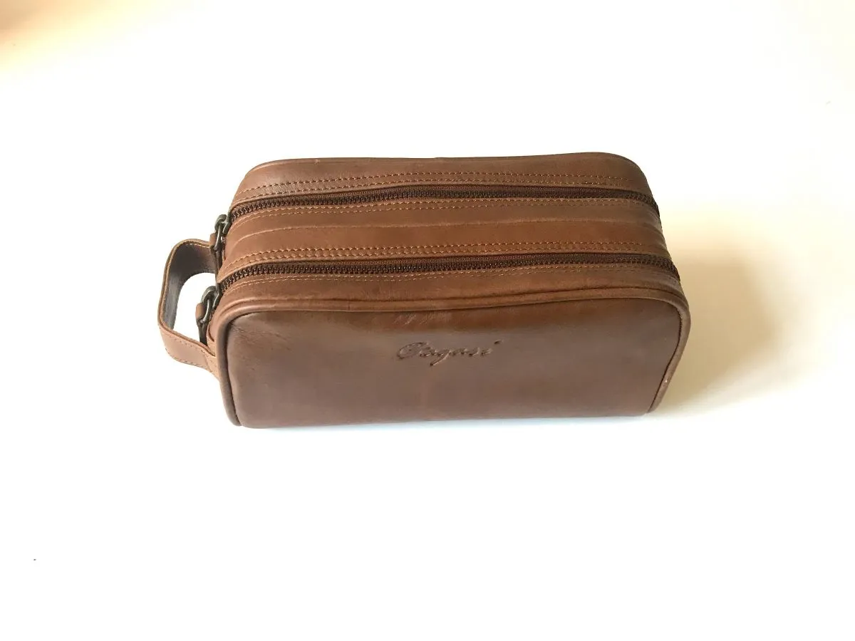 Neccesär i läder dubbel dragkedja