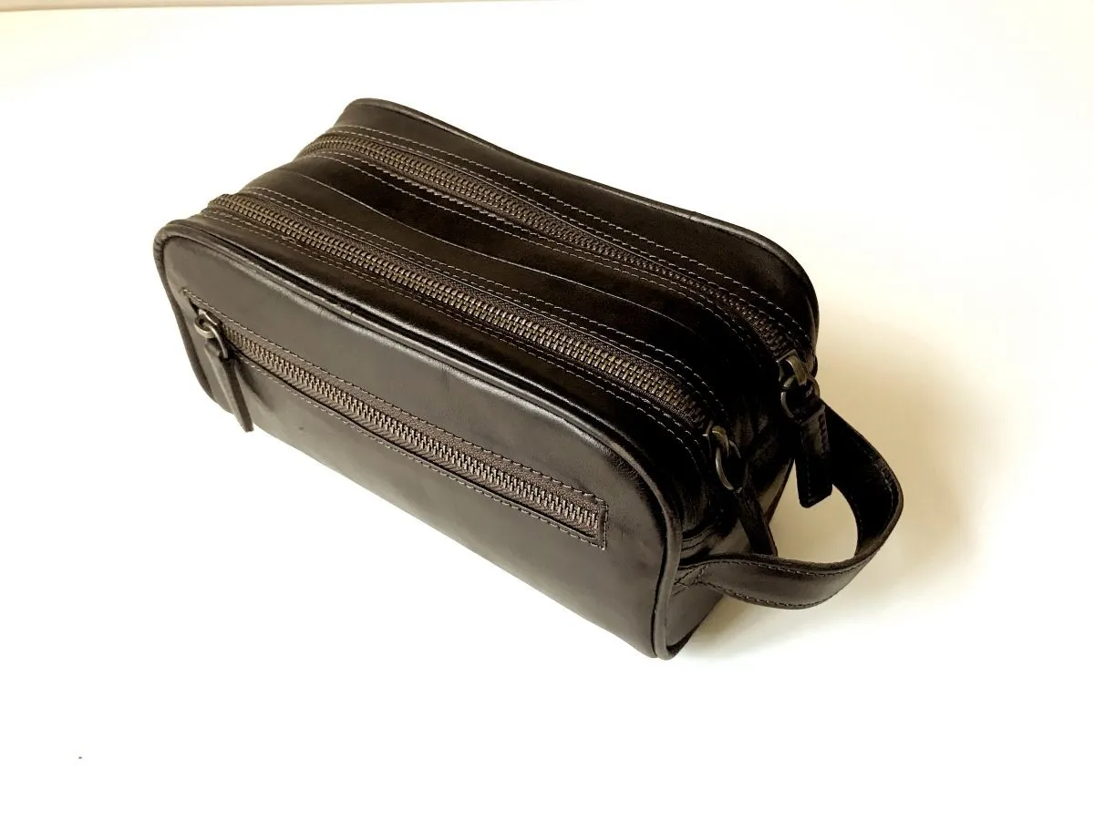 Neccesär i läder dubbel dragkedja