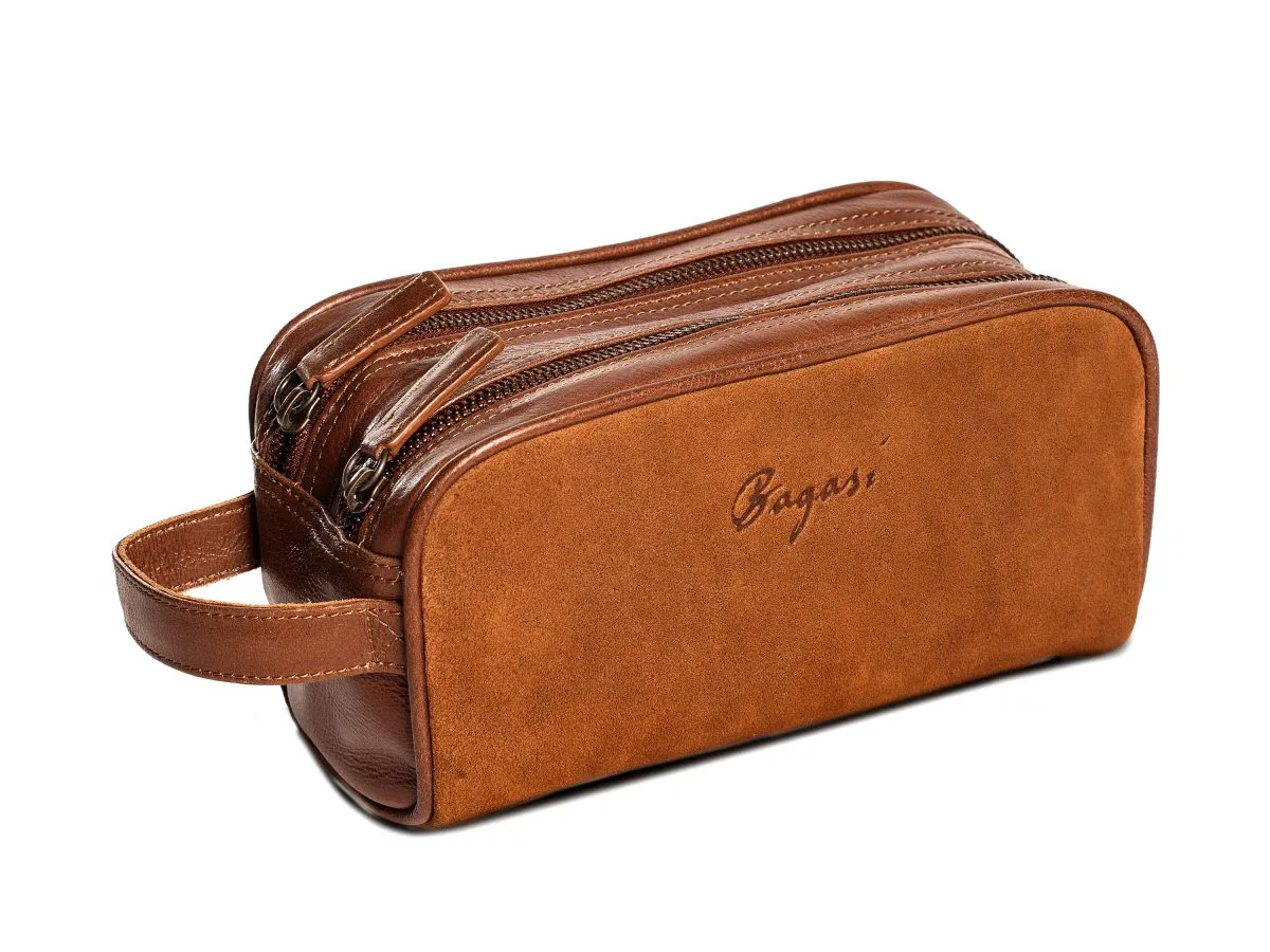 Necessär i mocka dubbel dragkedja