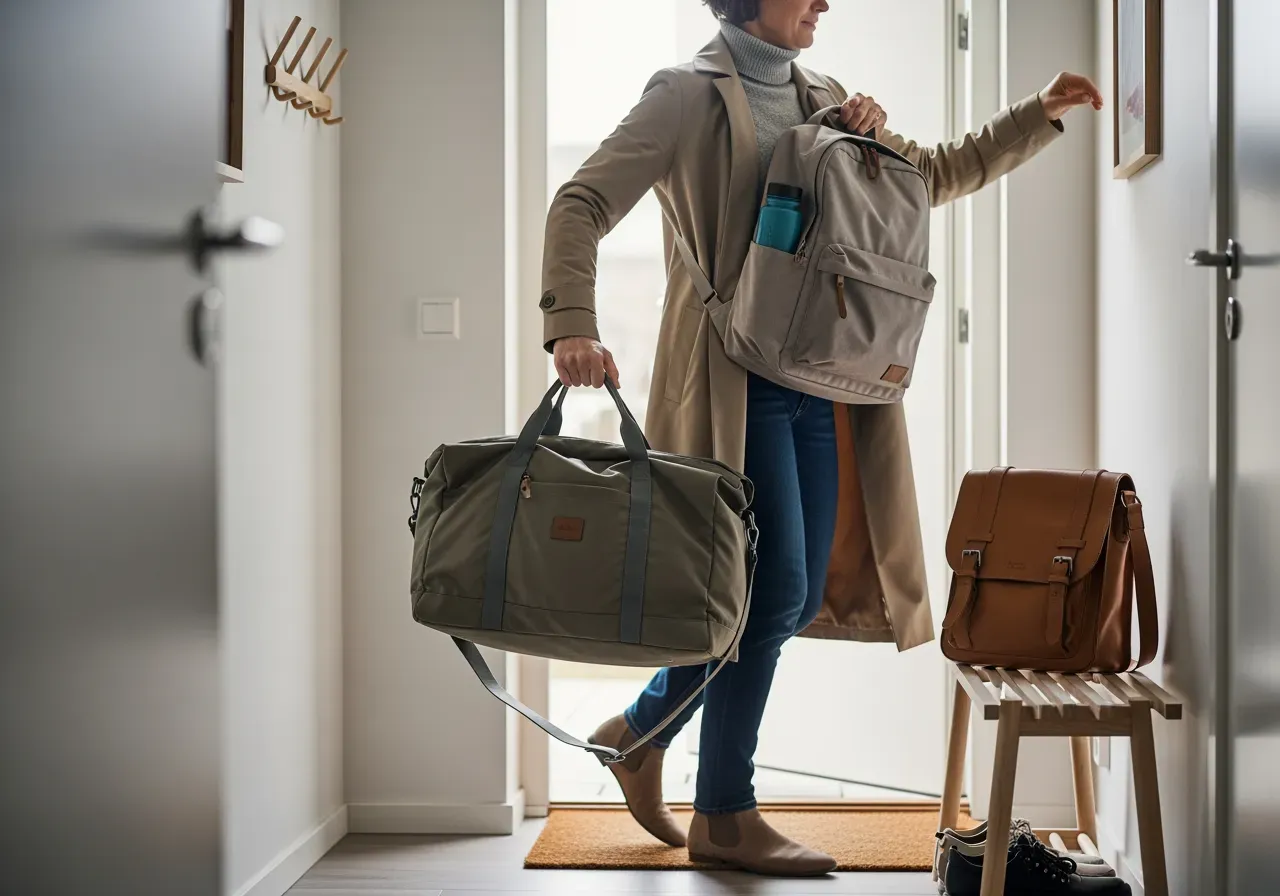 Bagagebrickor i läder material och märkning