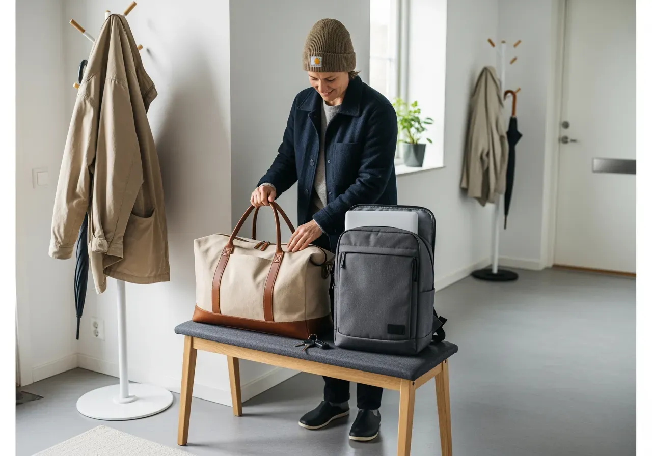 Läder och kanvas weekendväskor